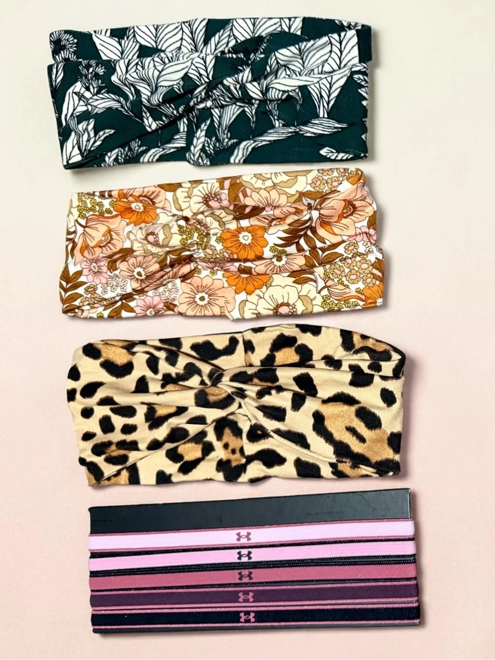 Assorted Women’s Headbands - Green, Floral, Spring Floral,Leopard, & UA